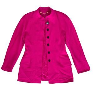 Escada Margaretha Ley Wool Blazer Jacket Pink Stand Collar Button Front Medium